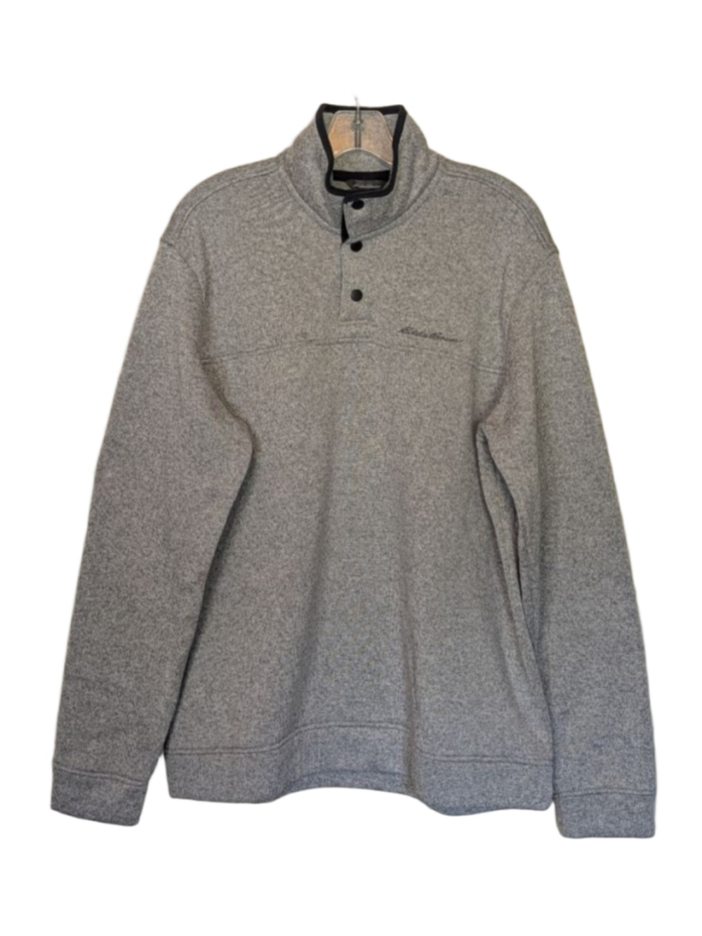 Men's Eddie Bauer Gray Fleece Mock Neck Snap Pullover XL